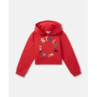stella mccartney - sweat a capuche court a logo circulaire, femme, rouge, taille: 3