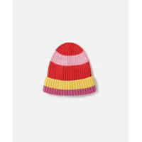 stella mccartney - bonnet a rayures, femme, rouge, taille: m