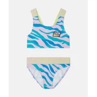 stella mccartney - zebra print bikini set, femme, blue multicolour, taille: 10