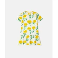 stella mccartney - robe t-shirt à imprimé tournesols, femme, ivoire multicolore, taille: 12