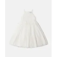 stella mccartney - robe brodée en coton et broderie anglaise, blanc, taille: 10