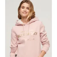 superdry femme sweat à capuche et logo métallisé luxe rose taille: 40