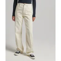 superdry femme pantalon large en velours côtelé vintage blanc taille: 28/32