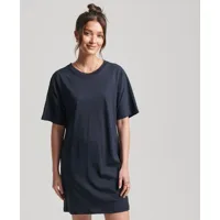 superdry femme robe t-shirt en modal de coton studios bleu marine taille: 36