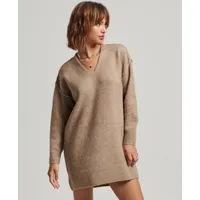 superdry femme robe pull en tricot à col en v beige taille: 38