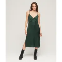 superdry femme robe caraco mi-longue en satin vert taille: 40