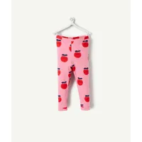 legging bébé fille en coton bio rose avec imprimé pomme d'amour - 36 m
