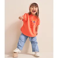 t-shirt manches courtes bébé fille en coton bio orange style poncho - 18 m