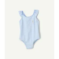 maillot de bain 1 pièce bébé fille en fibres recyclées à rayures bleu et blanc - 18 m