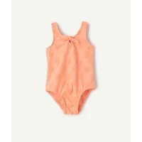 maillot de bain 1 pièce bébé fille en fibres recyclées orange fluo imprimé coeur - 18 m