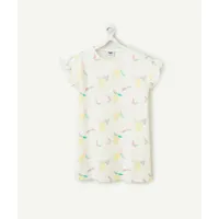 chemise de nuit fille en coton bio blanc avec imprimé citrons