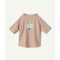 t-shirt manches courtes bébé fille anti-uv rose avec motif léopard - 3-6 m