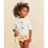 t-shirt manches courtes bébé fille anti-uv écru avec motif chameau - 13-18m