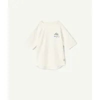 t-shirt manches courtes mixte anti-uv écru motif palmier - 3-6 m