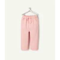 pantalon droit bébé fille en matière gaufrée à rayures roses - 12 m