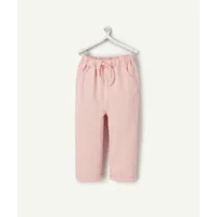 pantalon droit bébé fille en matière gaufrée à rayures roses - 6 m