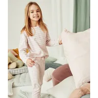 pyjama fille imprimé à rayures rose pâle avec message - 2 a