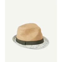 le chapeau en paille et kaki avec bord imprimé - 52