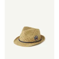 le chapeau de paille trilby avec bande bleue et patch brodé - 54