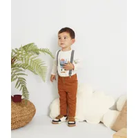 pantalon en denim marron avec bretelles bébé garçon - 6 m