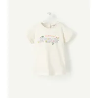 t-shirt bébé fille en coton biologique écru avec message