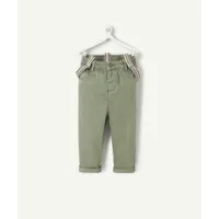 pantalon bébé garçon en fibres recyclées vert avec bretelles - 3 m