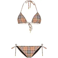 burberry- check motif triangle bikini set