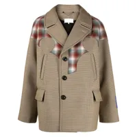 maison margiela- pendleton detail wool blend caban coat
