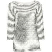 majestic- striped linen blend boat-neck t-shirt