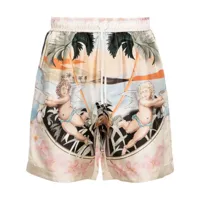 amiri- printed silk bermuda shorts