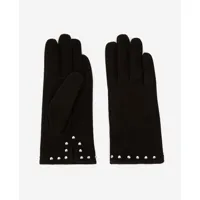 gants noirs cuir suédé studs argentés