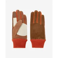 gants daim velours orange et beige
