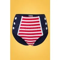 joelle stripes bikini pants années 50 en bleu marine et rouge