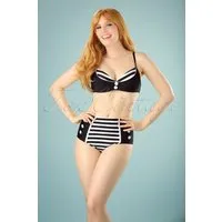 joelle stripes bikini top années 50 en noir et blanc