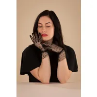 spot mesh wrist gloves en noir