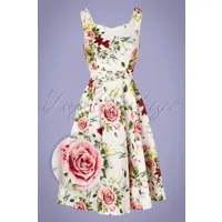 robe corolle fleurie carole années 50 en blanc