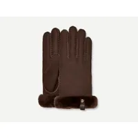 ugg shorty glove with leather trim pour femme in brown, taille s, shearling