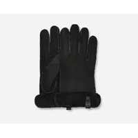 ugg shorty glove with leather trim pour femme in black, taille s, shearling