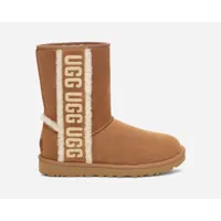 ugg classic short shearling logo in brown, taille 36, cuir