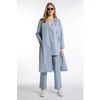 grandes tailles blazer 2 en 1, femmes, bleu, taille: 52, fibres synthétiques/coton/lin, ulla popken