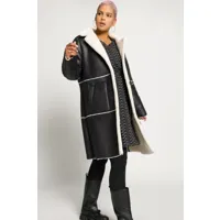 grandes tailles manteau d'hiver aspect shearling. fourrure tissée, femmes, noir, taille: 60/62, polyester, studio untold
