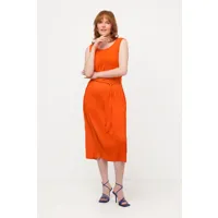 grandes tailles robe plissée à ligne a sans manches. col rond, femmes, orange, taille: 56/58, polyester, ulla popken