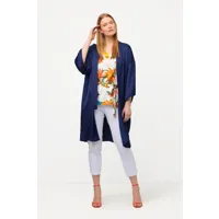 grandes tailles kimono col châle, femmes, bleu, taille: 44-50, viscose, ulla popken