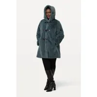 grandes tailles duffle-coat en imitation fourrure, femmes, turquoise, taille: 44/46, polyester, ulla popken