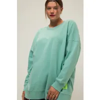 grandes tailles sweat-shirt oversize avec patch à message, femmes, turquoise, taille: 48/50, coton/polyester, studio untold